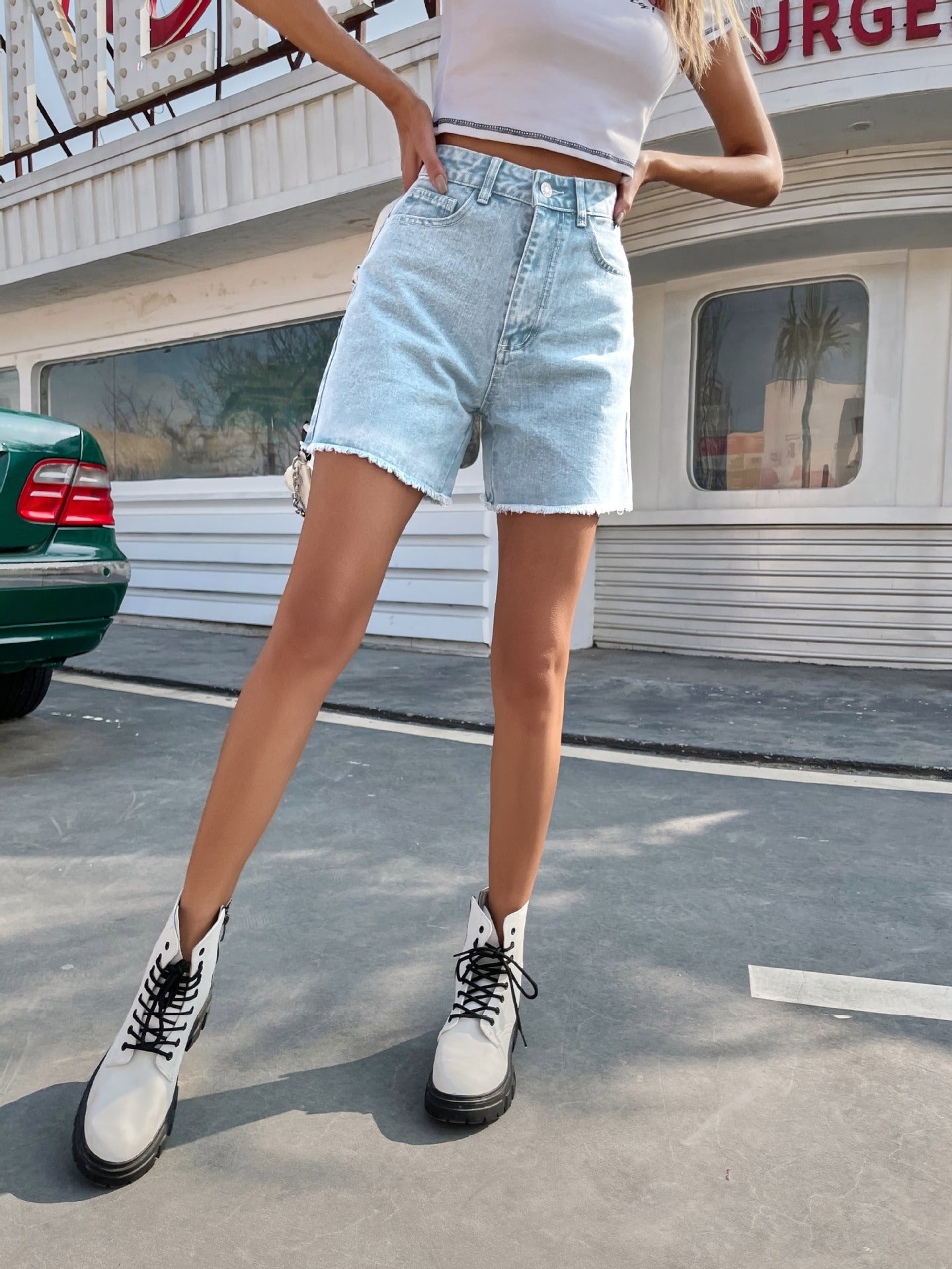 Løse afslappede nye denimshorts til kvinder