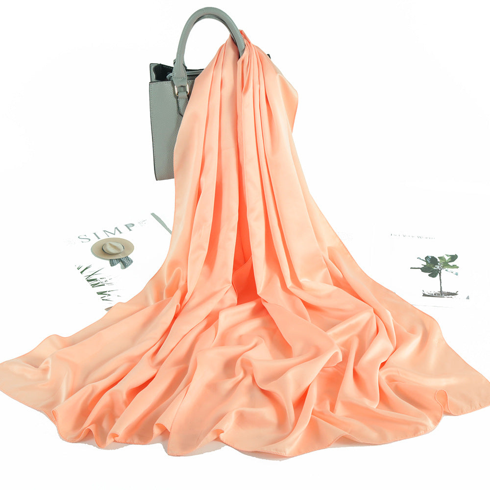 Solid Color Casual Malay Scarf Satin Shawl