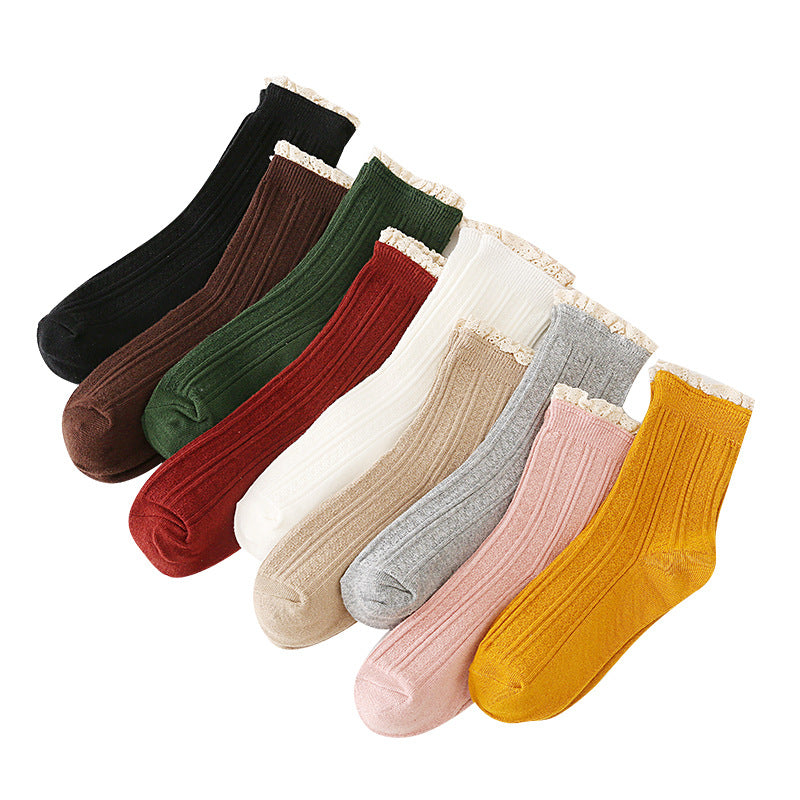 Autumn And Winter Socks Women's Japanese College Style Lace