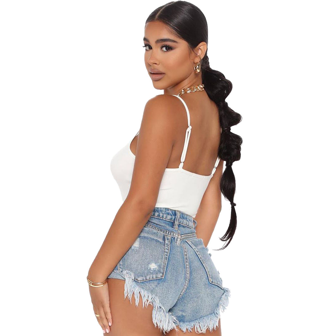 Fashion All-match Slim-fit Washed Ripped Denim