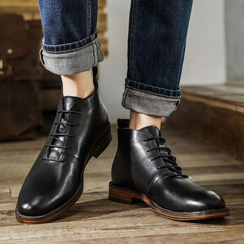 High-top Shoes Men's Business Suit Leather Boots England