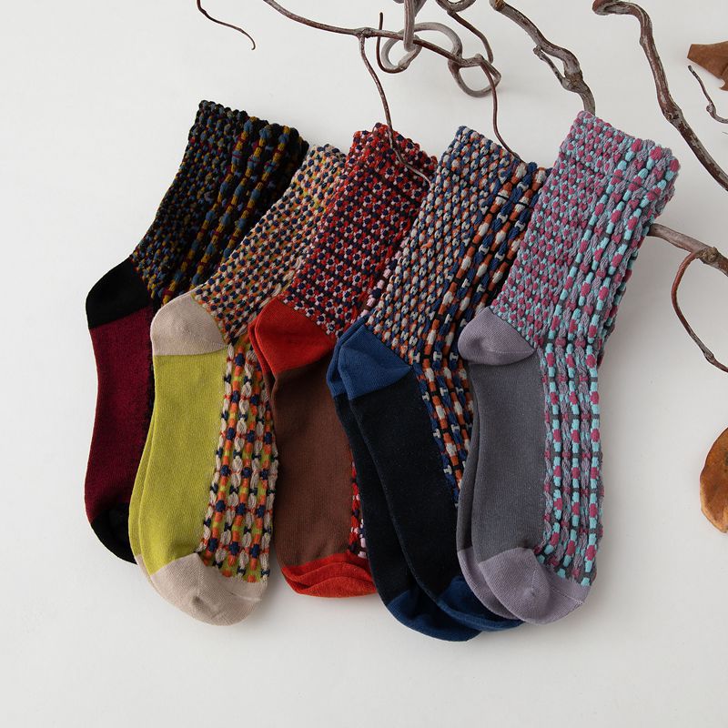 Middle Tube Cotton Socks Japanese British Style Retro