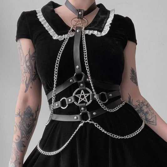 Iron Chain Five-star Halter Ornament Integrated Chain Belt
