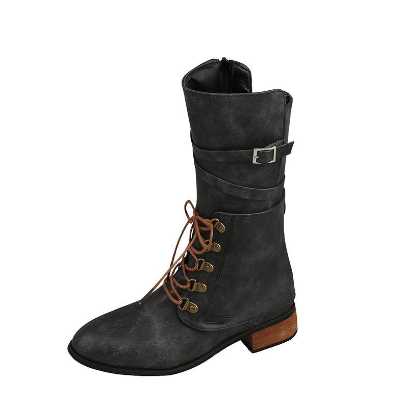 Large Size Autumn And Winter Mid-tube All-match Low-heel