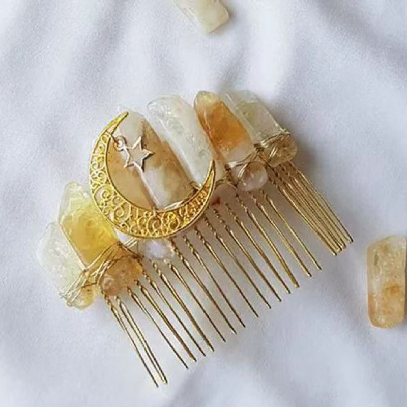 Natural Topaz Crown Hair Band Moon Diy Handmade