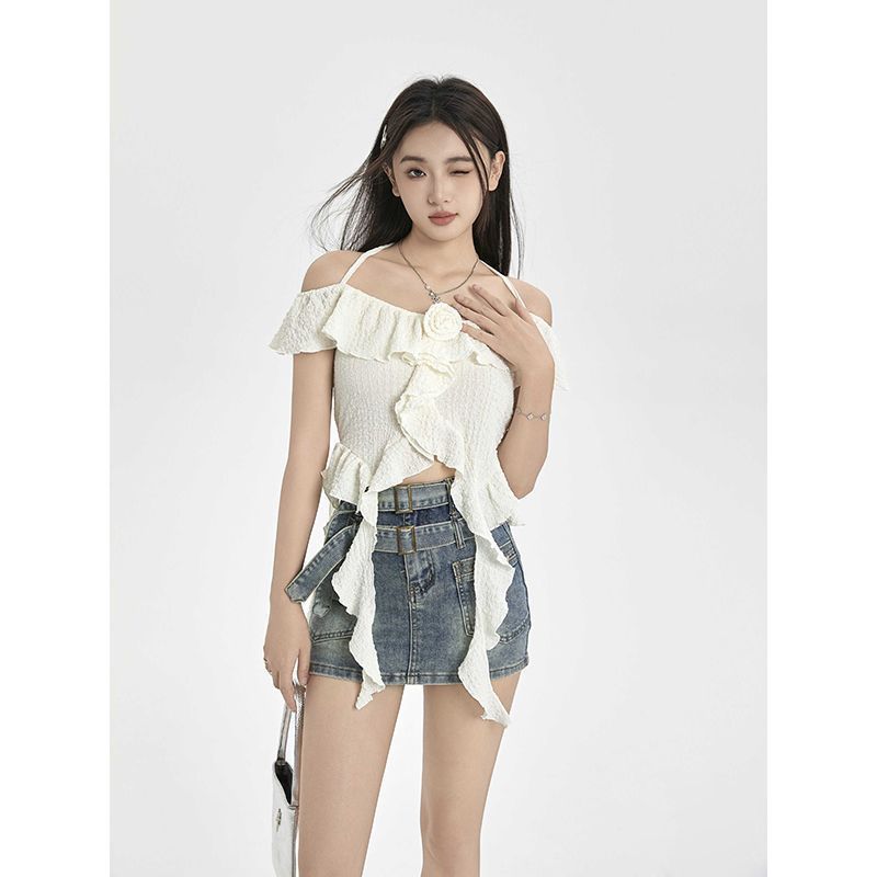Womens SassySexyFigure-flattering Off-shoulder Top