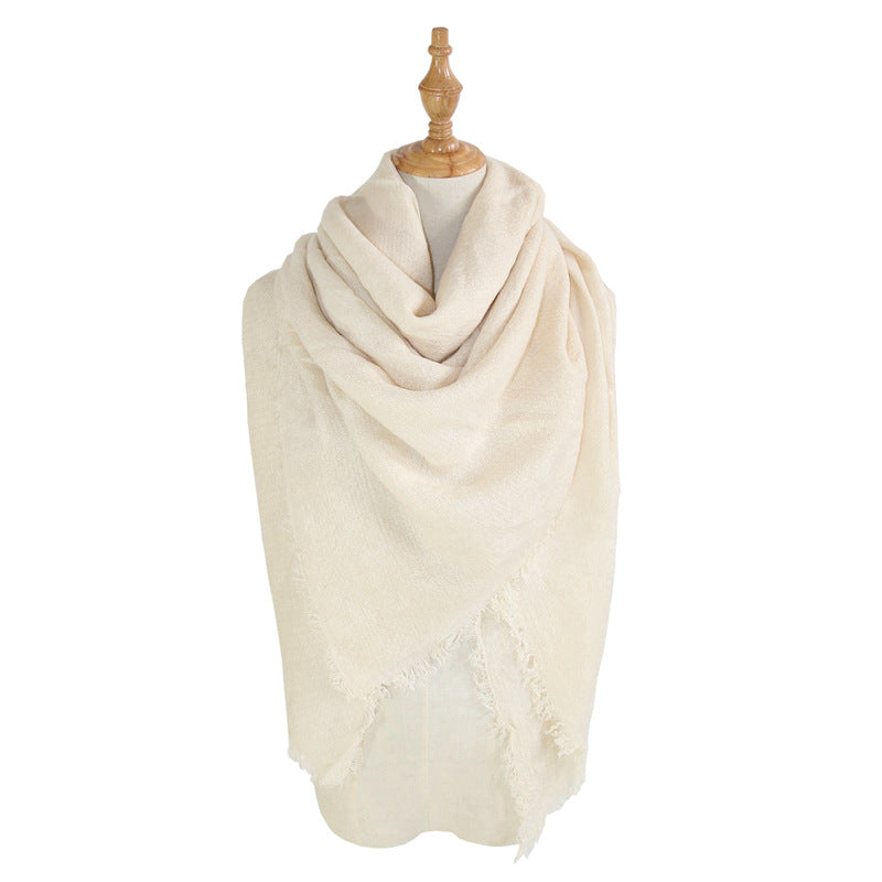 Women's Shawl With Square  And LongSolid Color Scarf