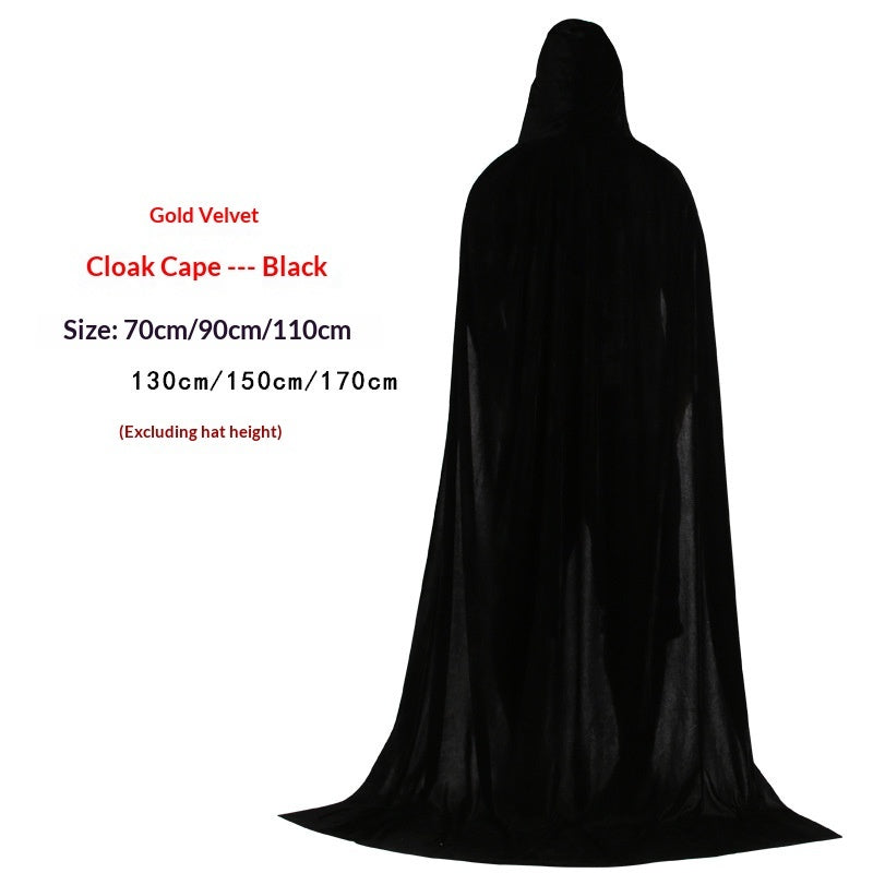 Golden Velvet Wizard Witch Prince Cloak Halloween Velvet Cape