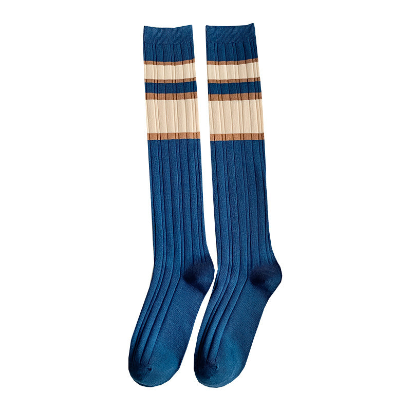 Striped Calf Socks For Female Japanese College Style