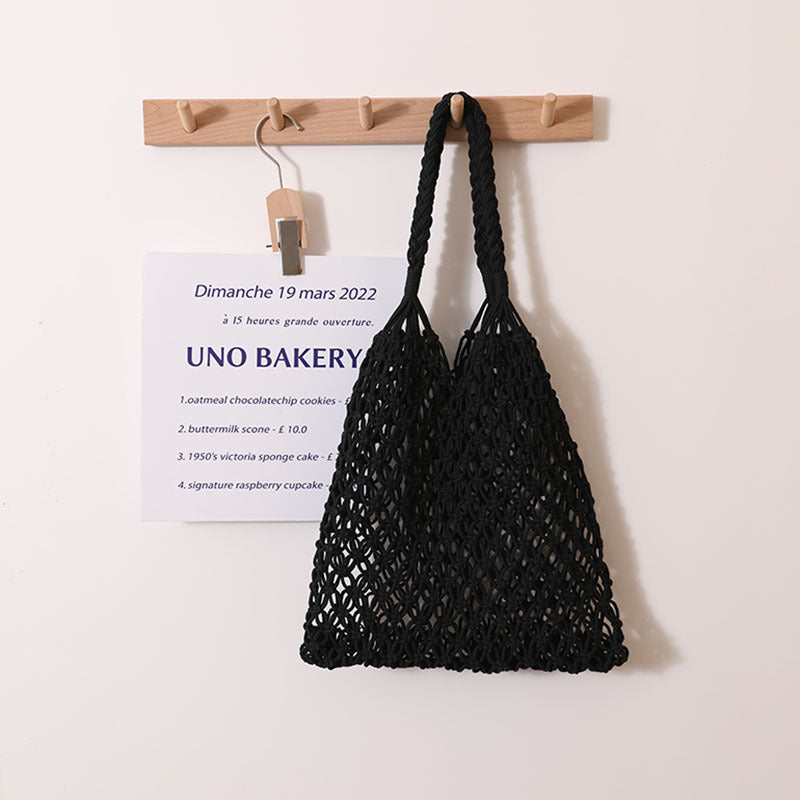 Women's Casual Hollow Cotton Thread Hand Woven Bag