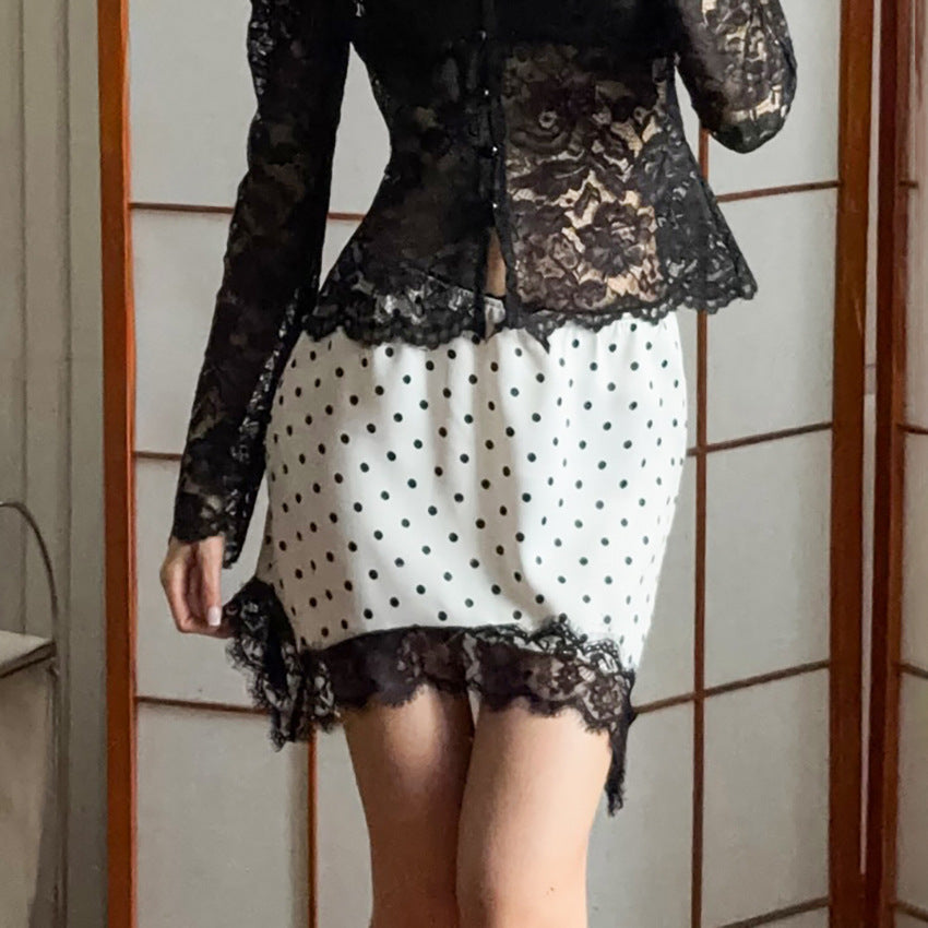 Polka-dot Lace Skirt A Stylish Sexy Mini Skirt