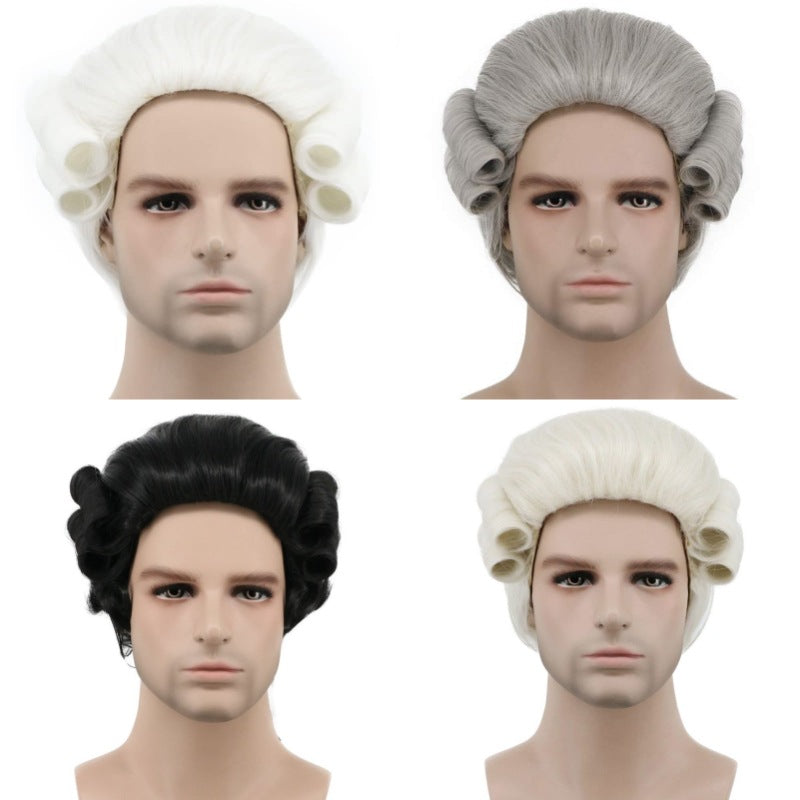 Colonial Male Lawyer Judge Chemical Fiber Wig