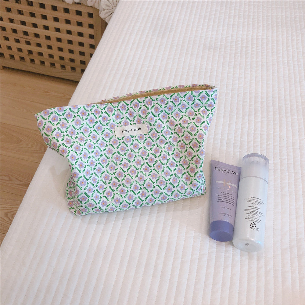 Floral Makeup Cosmetic Storage Cotton Convenient Hand Holding Bag