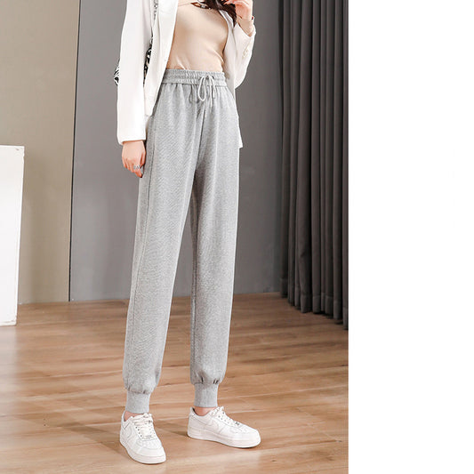 Women's Spring And Autumn Thin Loose Black Sports Pants