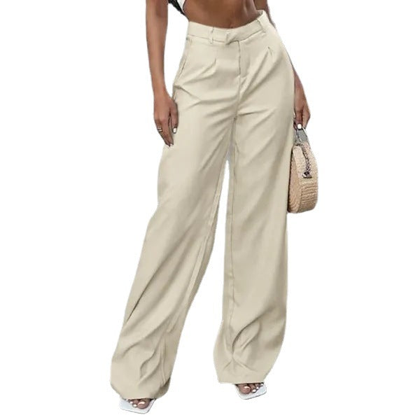 Color Pocket High Waist Trousers