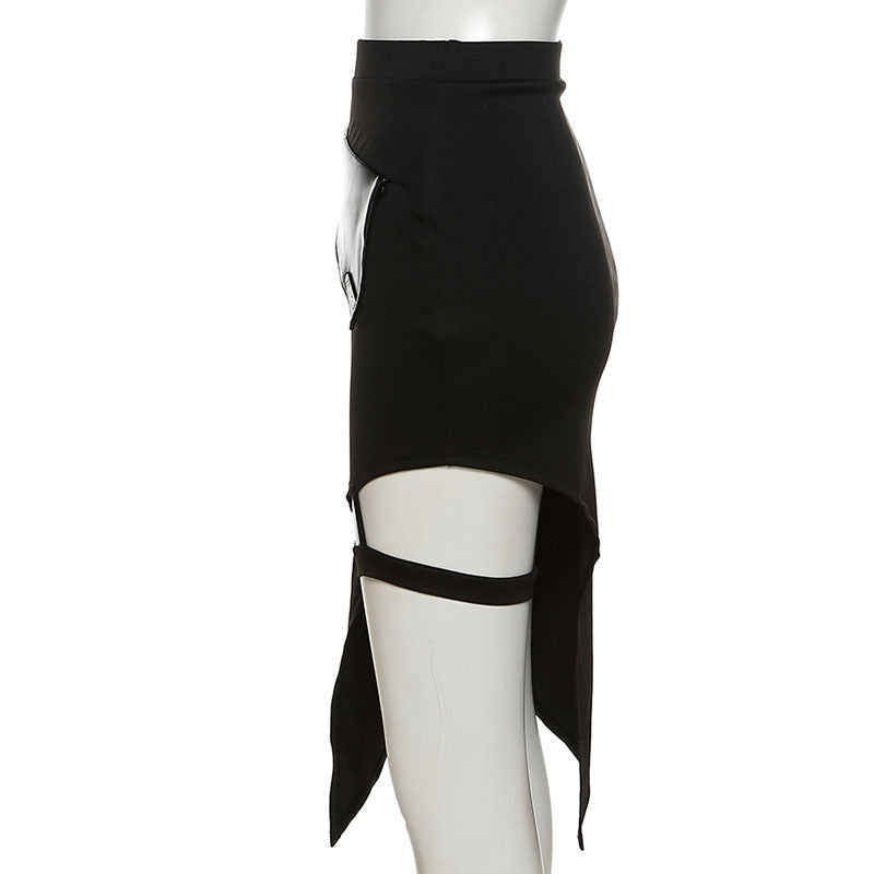 Women's Solid Color Slim Fit High Waist Fashion Irregular Slit Skirt