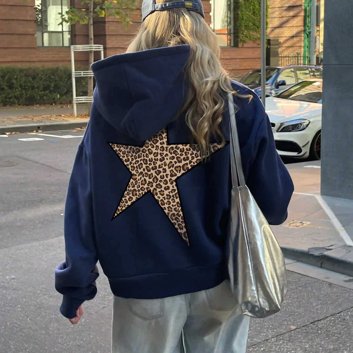 Women's Fashion XINGX Printed Loose Hooded Sweater