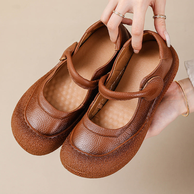 Womens Retro-style Flat Round-toe Soft-soled Shoes