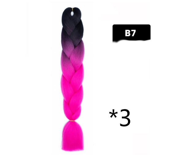 Color Big Braid African Chemical Fiber High Temperature Silk Wig Gradient