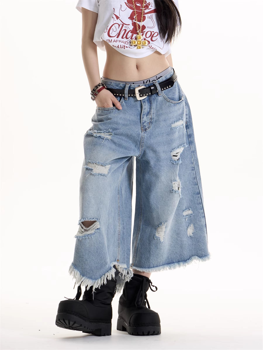 American Retro Hot Girl Ripped Design Jeans