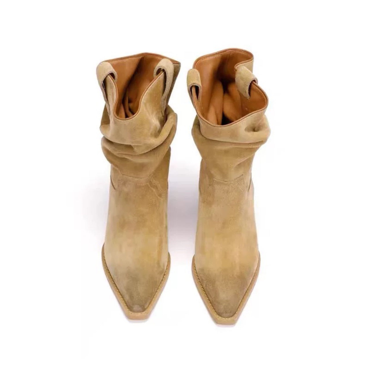 Womens Suede Pointed-toe Ankle Boots