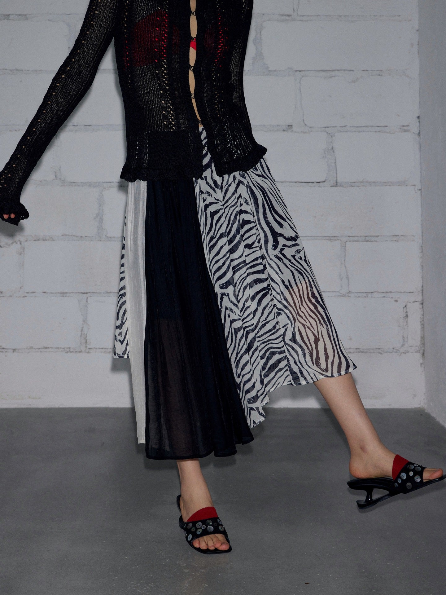Irregularly Dyed Chiffon Patchwork Skirt For Women