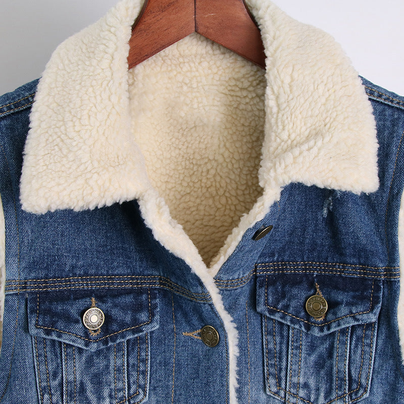 Autumn And Winter Korean Slim Fit Lamb Wool Thickened Vest