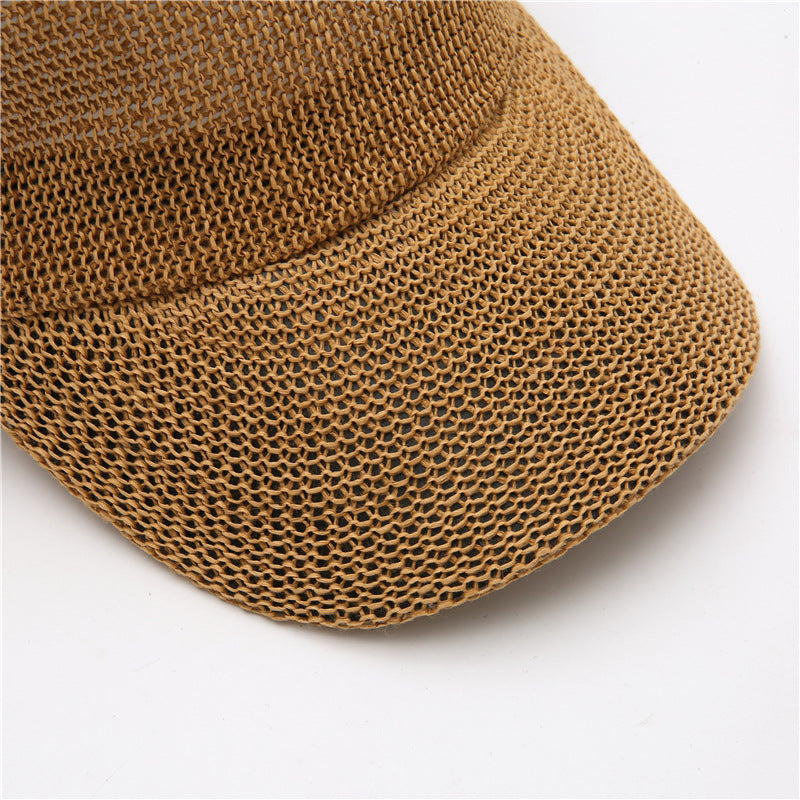 New Hollow Sunshade Sunscreen Solid Color Straw Baseball Hat