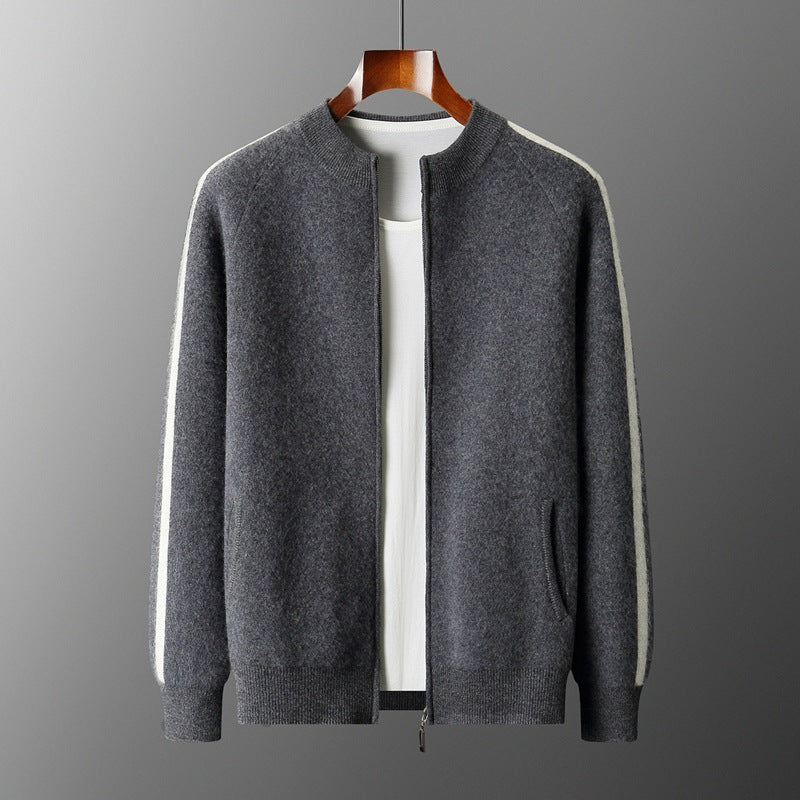 Moderigtig All-match Casual Ulden Sweater Fire Flade Luftlag Tykkere Halv Rullekrave Ren Uld Cardigan