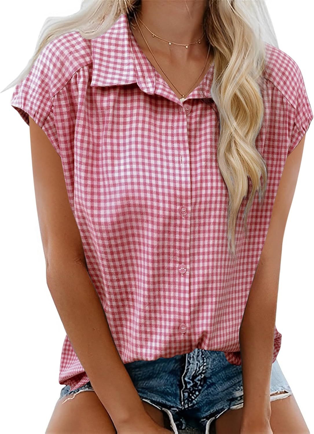 New Button-down Short-sleeve Casual Plaid Shirt