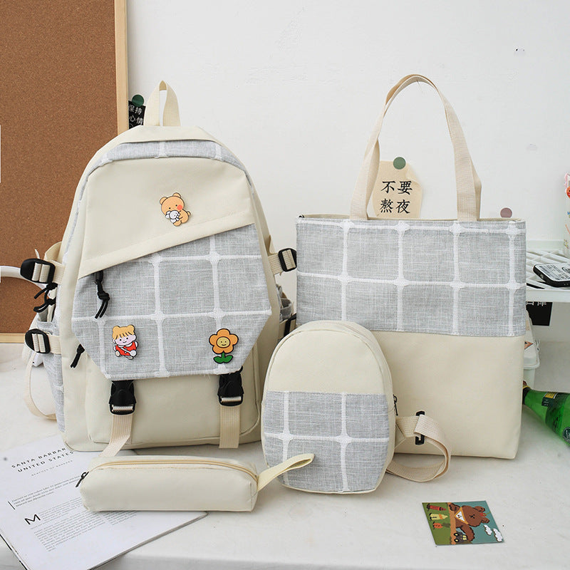 Women's Korean Style Plaid Backpack
