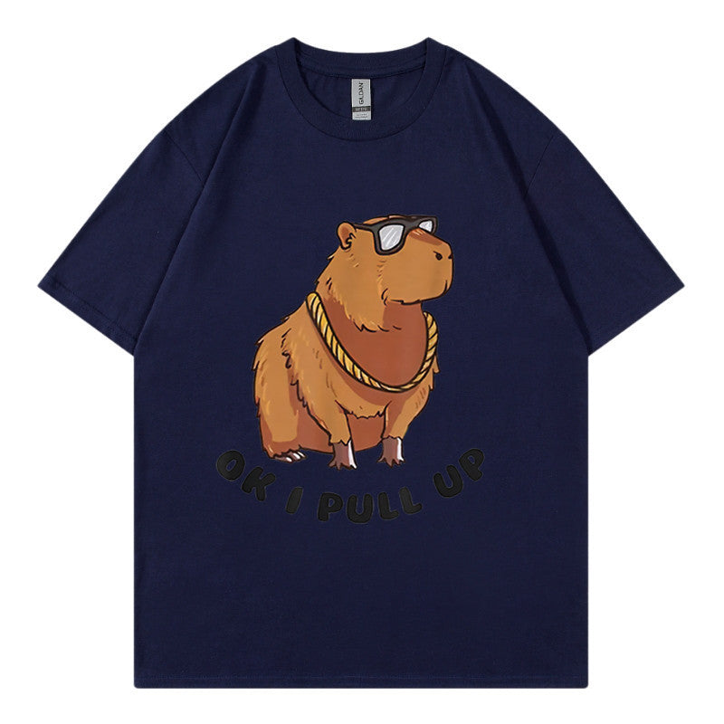 Printed Hip Hop Loose Short-sleeved T-shirt Men's Fashion Hong Kong Style Youth