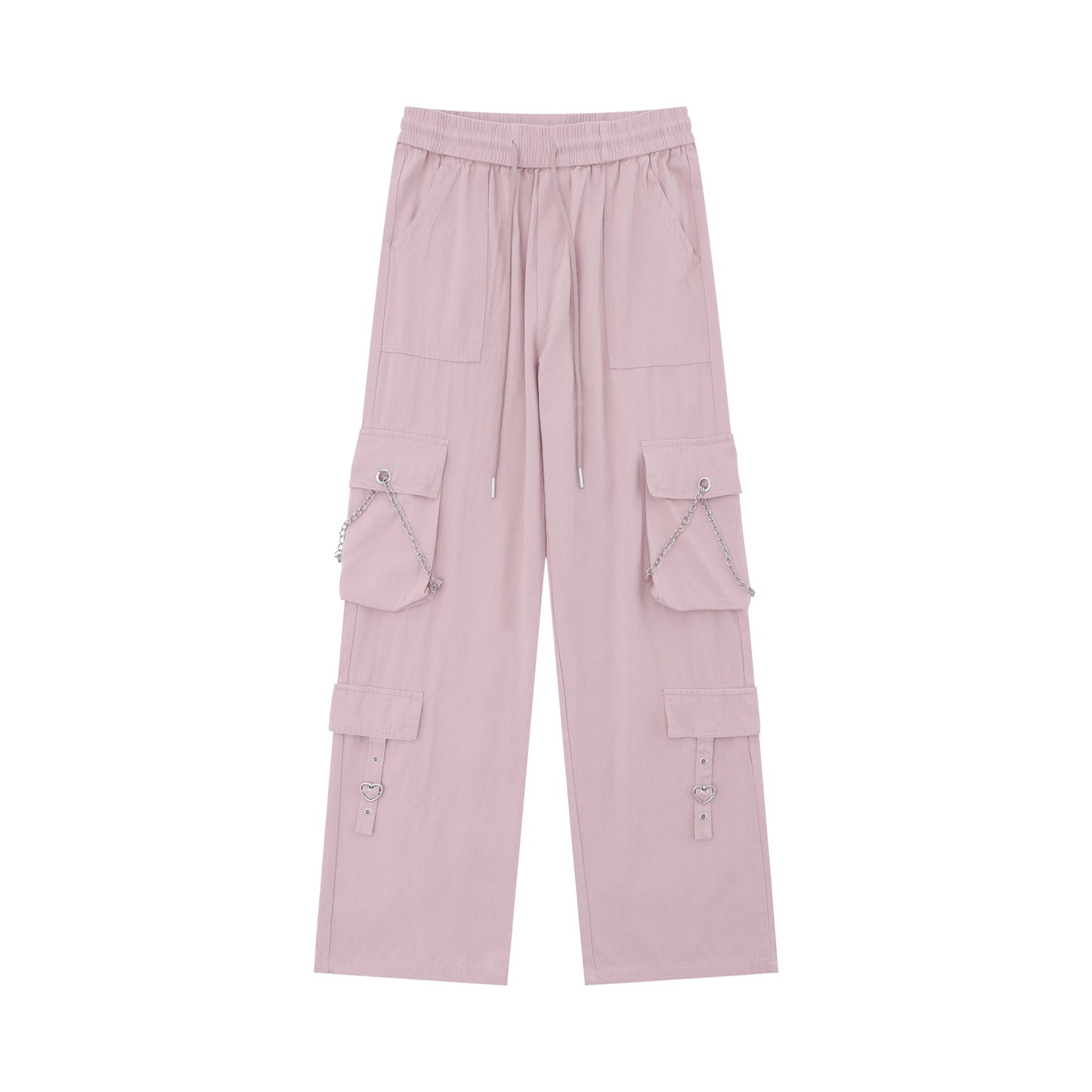 Men's And Women's Pink Zipper Decorations Loose Cool Hot Girl Overalls