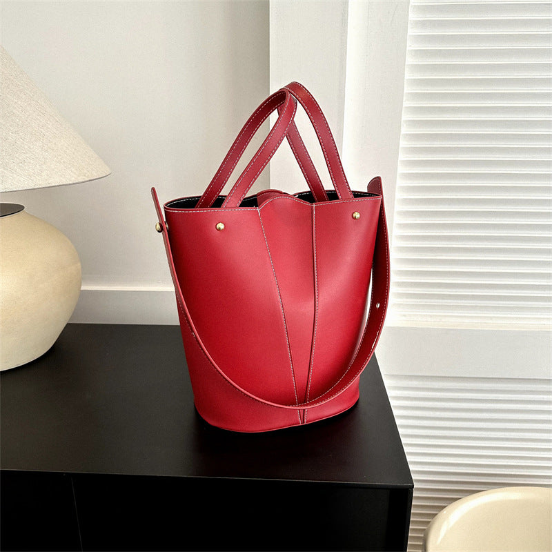 Women's Temperament Casual Large Capacity Handheld Bucket Bag