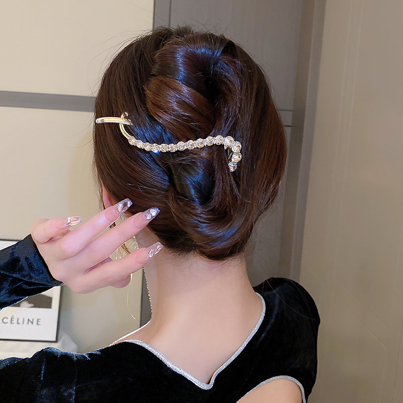 Delicate Diamond Inlaid Geometric Fashion Hairpin Metal