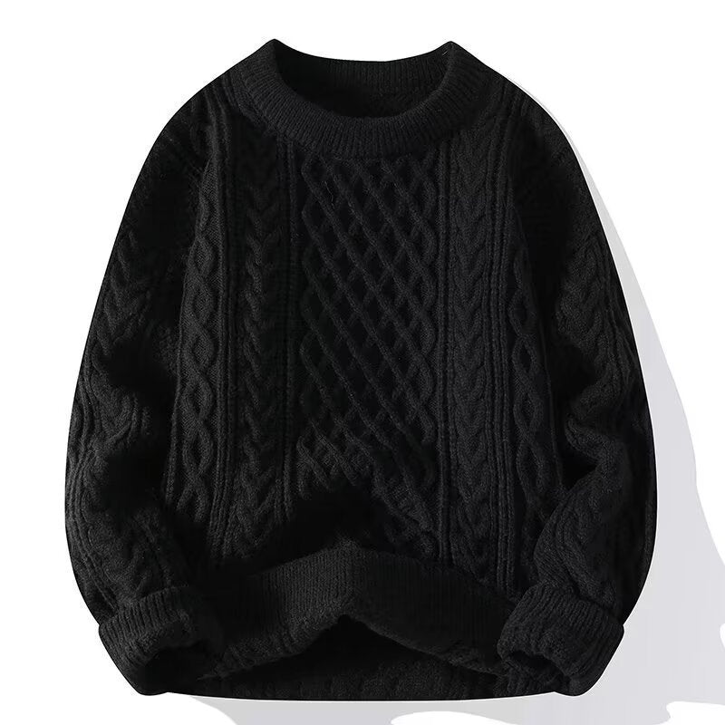 Parrets røde sweater, mænds afslappede tykke hampeblomster strikketøj, frakke, bomuldsstrik, vinteruld