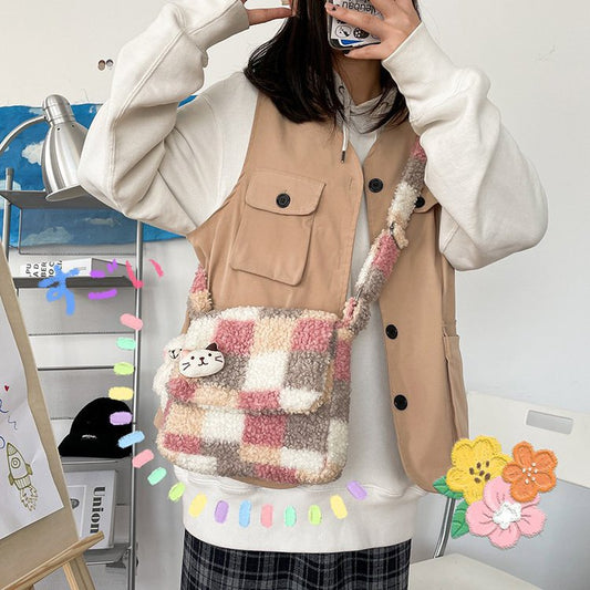 One-shoulder Crossbody Japanese Cute Lamb Plush Bag