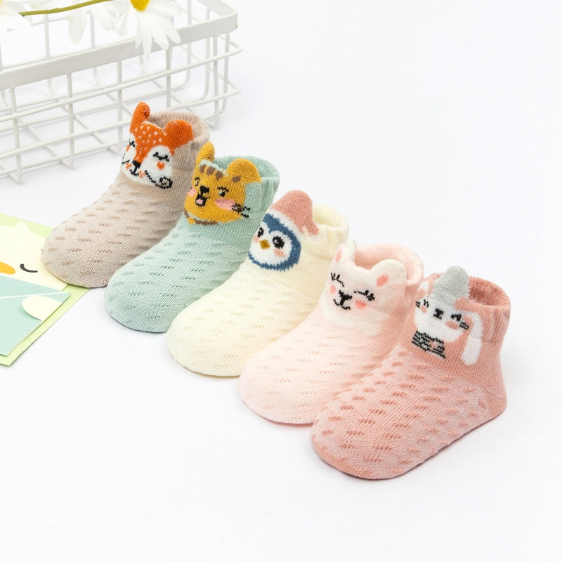 New 3D Thin Cotton Low Top Children's Socks Cartoon Five Pair Set