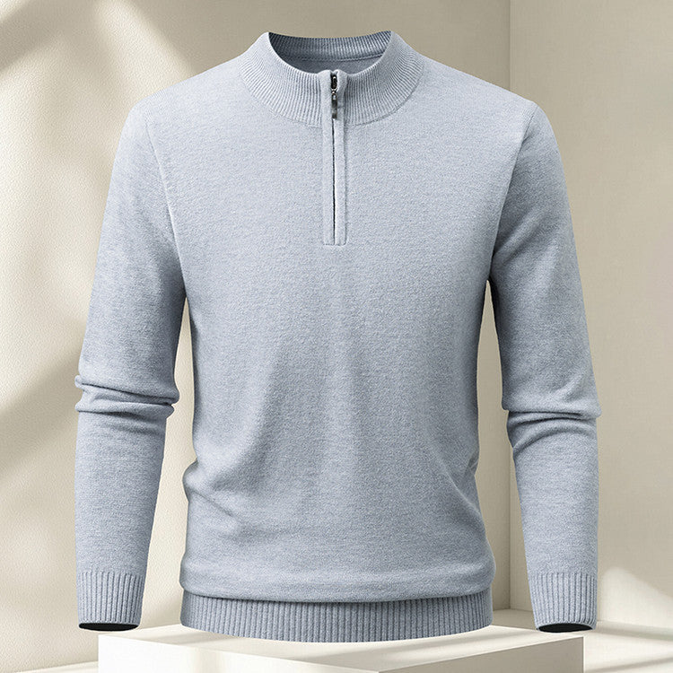 Men's Half-zip Knit Sweater Pullover Solid Color