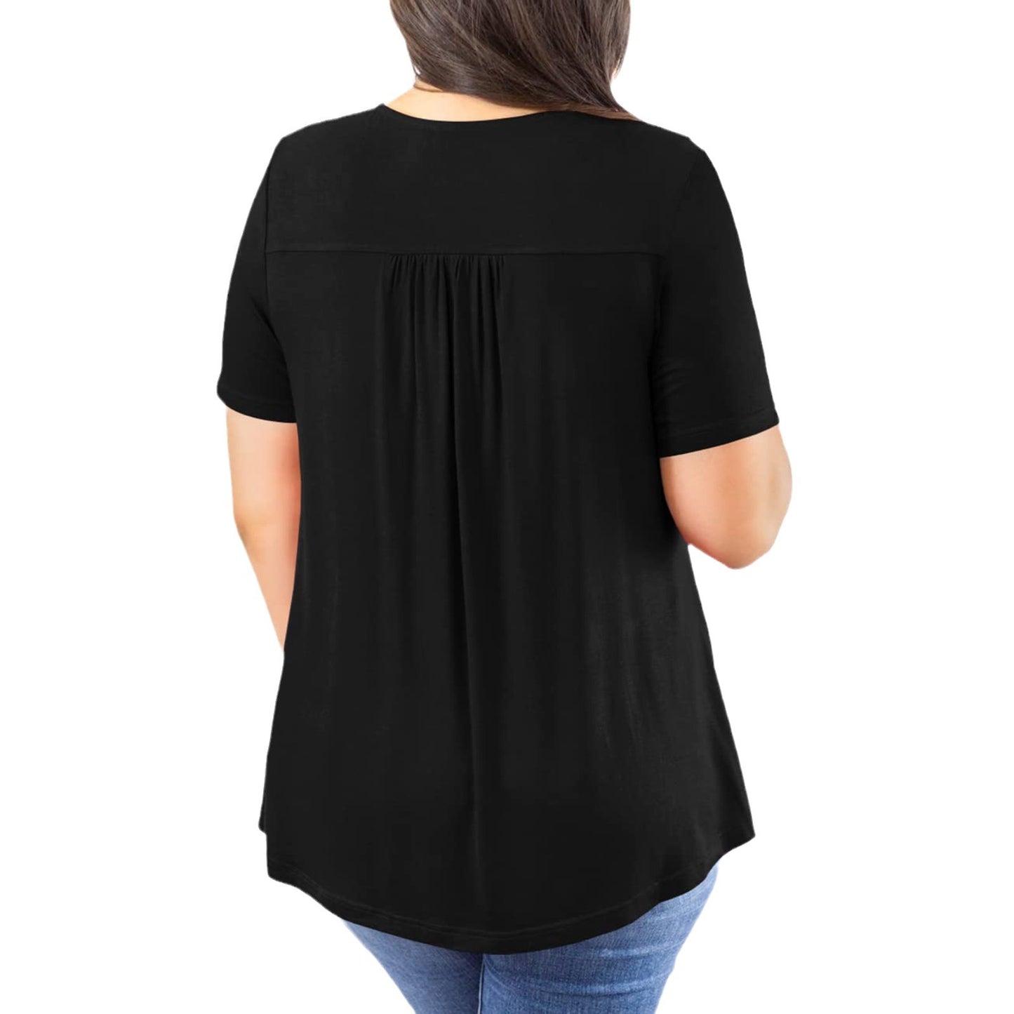 Dame Plus Size Kortærmet Pullover Blonder Plisseret T-shirt Talje Top