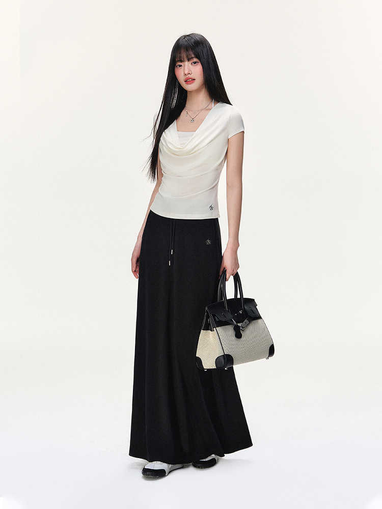 Skirt Women's Drawstring Leisure Skirt Line Long Umbrella