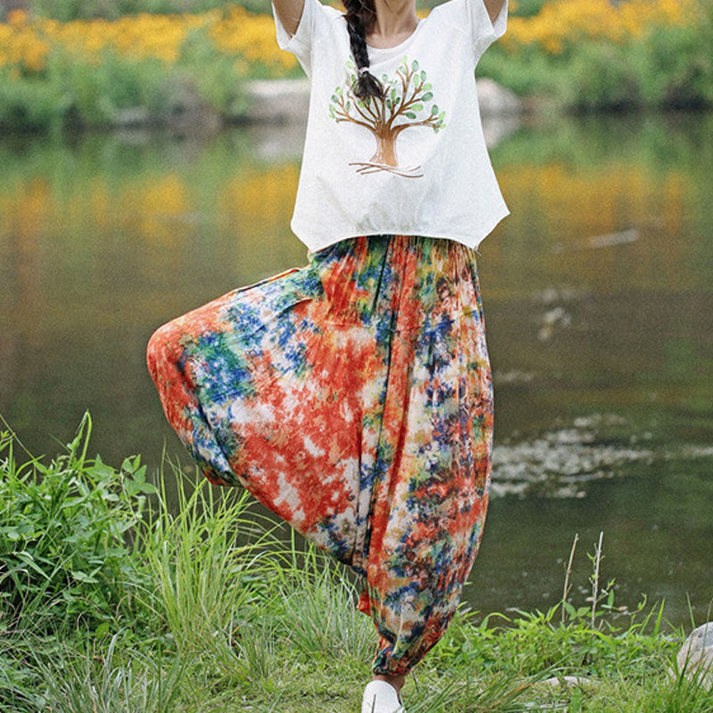 Harem Tie-dyed Big Crotch Cotton Loose Casual Pants
