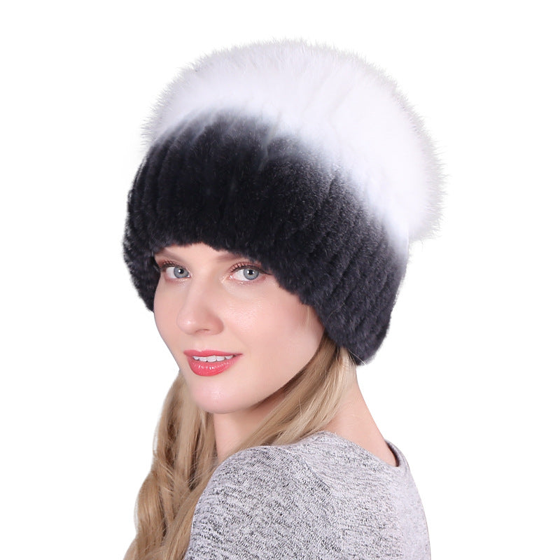 Womens Warmth-Retaining Rex Rabbit Fur Winter Hat