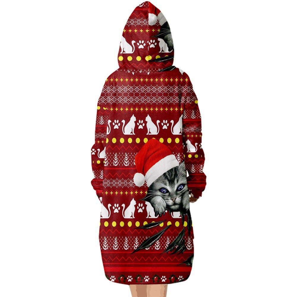 Grønt pelsmonster jule 3D digitalprintet hjemmetæppe/sweater