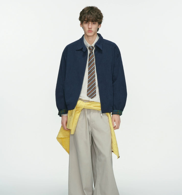 American Retro Barn Style Corduroy Stand Up Collar Jacket