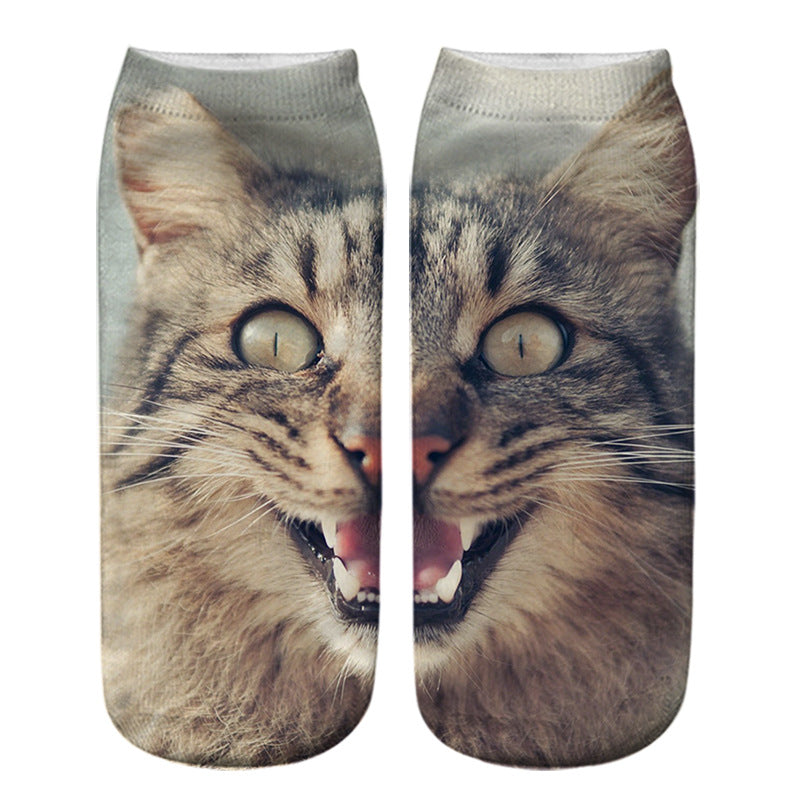 Cat Eye 3D Printing Heat Transfer Short Socks