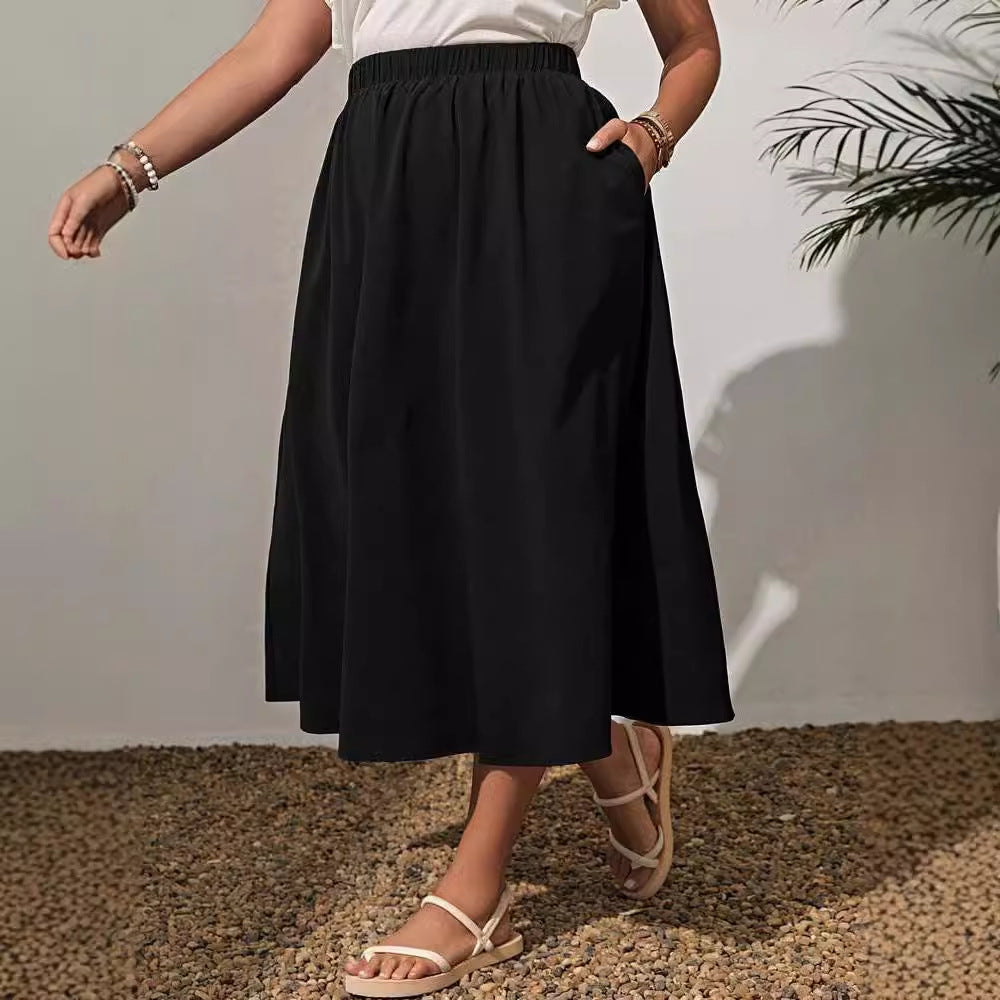 Spring Summer Women's Wear New Fashion Elastic Waist Plus Size Skirt Women