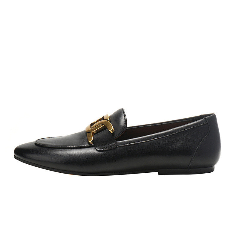 British Style Flat One-step Leather Shoes