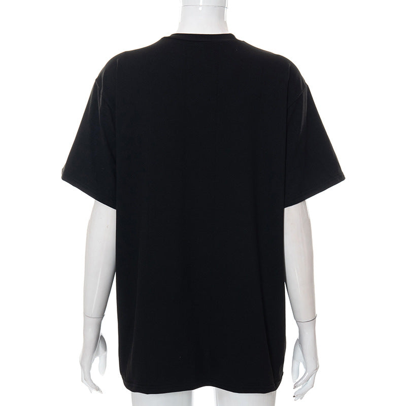Casual Printed Round Neck Loose Tide Brand Short Sleeve T-Shirt Top