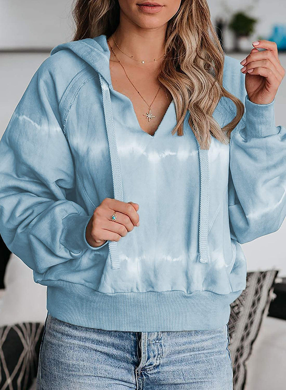 European And American Tie-dye Loose Gradient Casual Hooded Sweater